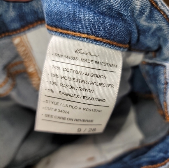KANCAN BUTTON FRONT JEANS W SHARK BITE ANKLES, SZ 9 - Picture 8 of 12